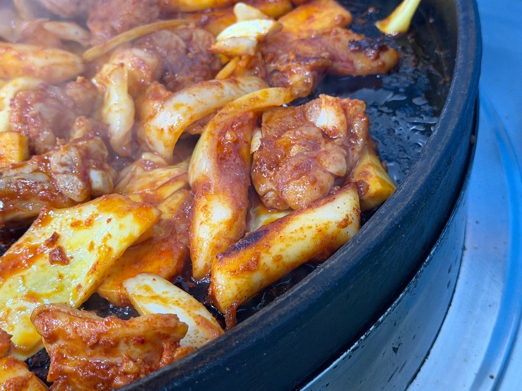 Close-up of dongchimi broth at a Korean restaurant
