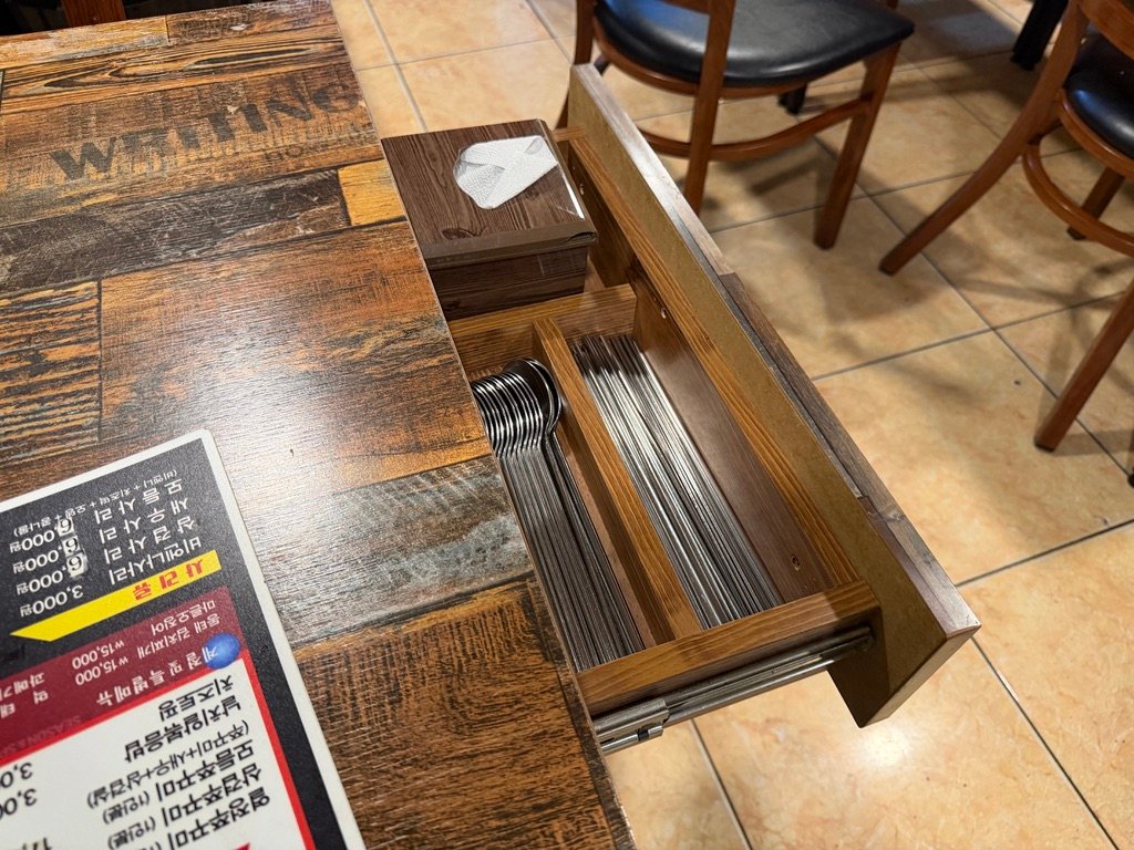 Table setup at Yeoljeong Chukkumi restaurant in Jangan-dong